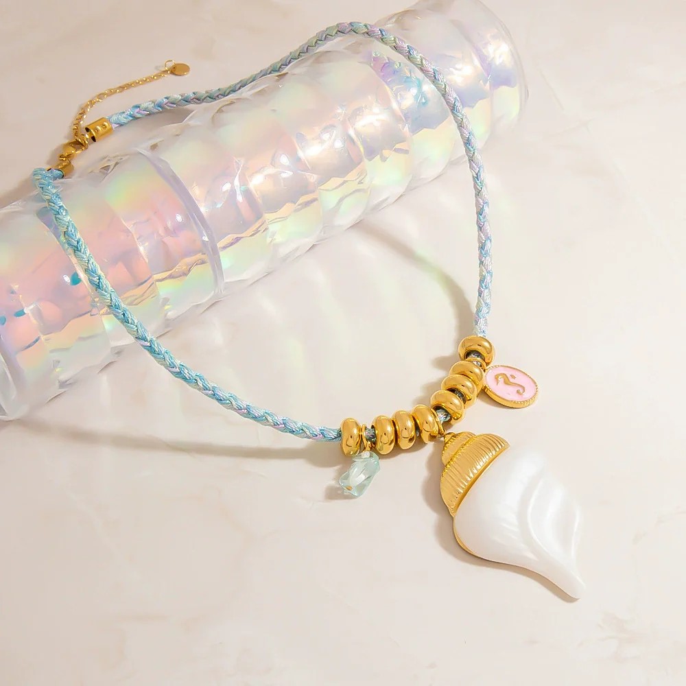 Necklace Cotton Rope Stainless Steel Pendant Electroplating Bohemian Style Clavicle Chain - Image 4