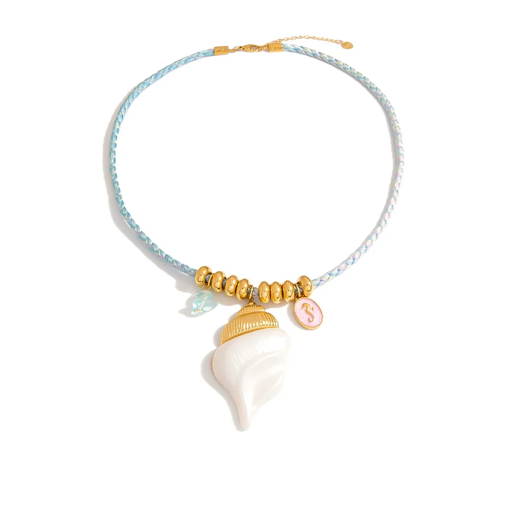 Necklace Cotton Rope Stainless Steel Pendant Electroplating Bohemian Style Clavicle Chain - Image 5