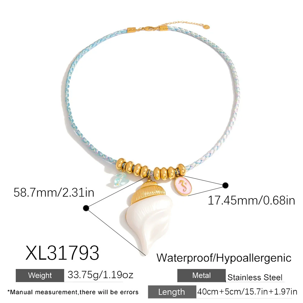 Necklace Cotton Rope Stainless Steel Pendant Electroplating Bohemian Style Clavicle Chain - Image 6