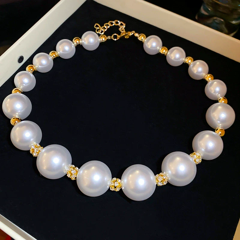 Necklace Fake Pearl Acrylic Geometric Inlaid With Pearls Light Luxury Women's Clavicle Chain - Image 10