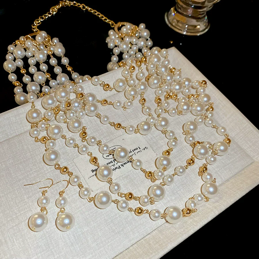 Necklace Fake Pearl Acrylic Geometric Inlaid With Pearls Light Luxury Women's Clavicle Chain - Image 13