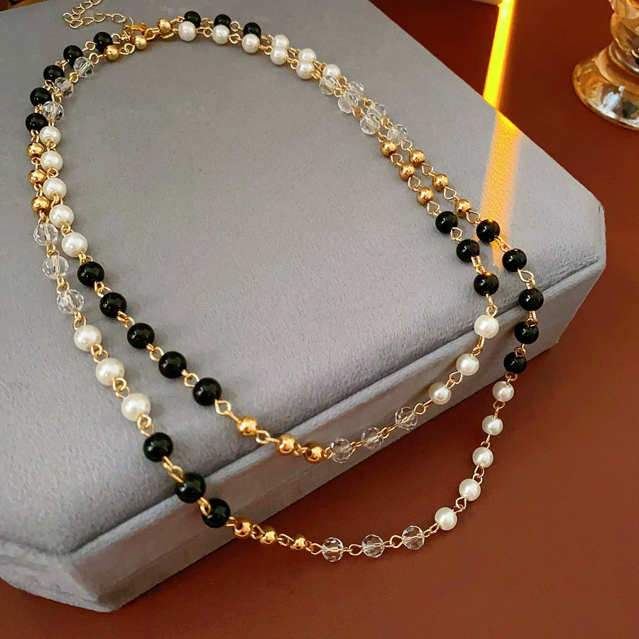 Necklace Fake Pearl Acrylic Geometric Inlaid With Pearls Light Luxury Women's Clavicle Chain - Image 14