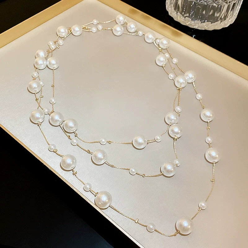 Necklace Fake Pearl Acrylic Geometric Inlaid With Pearls Light Luxury Women's Clavicle Chain - Image 15