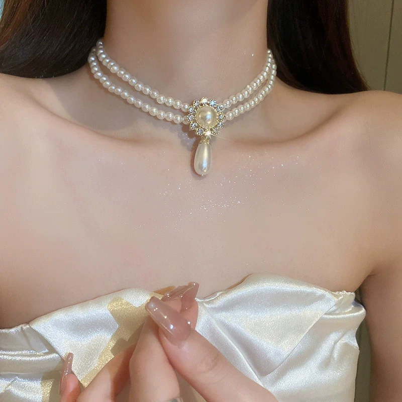 Necklace Fake Pearl Acrylic Geometric Inlaid With Pearls Light Luxury Women's Clavicle Chain - Image 22