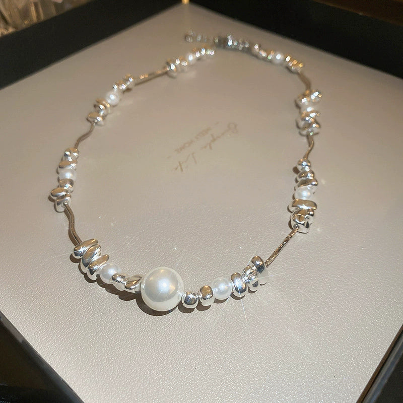 Necklace Fake Pearl Acrylic Geometric Inlaid With Pearls Light Luxury Women's Clavicle Chain - Image 27