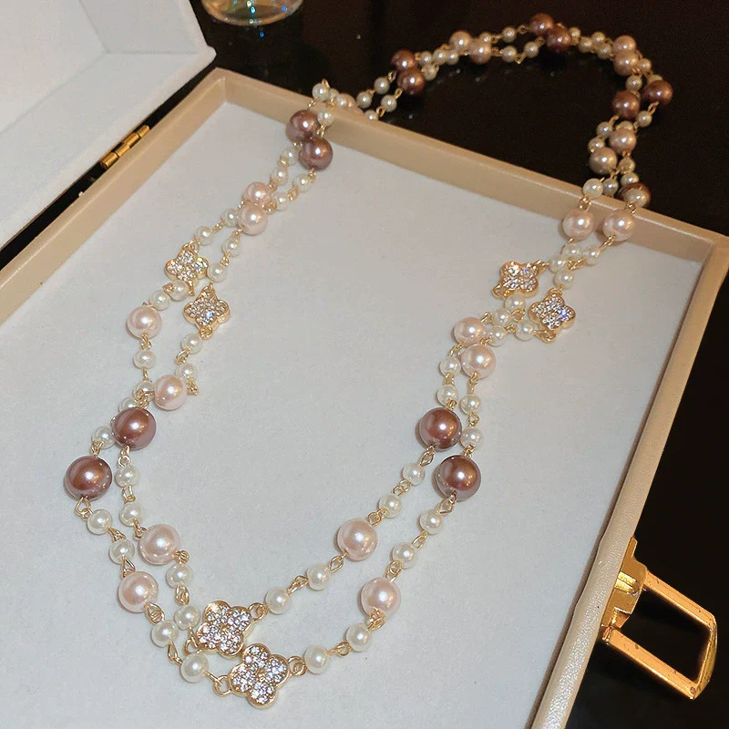Necklace Fake Pearl Acrylic Geometric Inlaid With Pearls Light Luxury Women's Clavicle Chain - Image 32