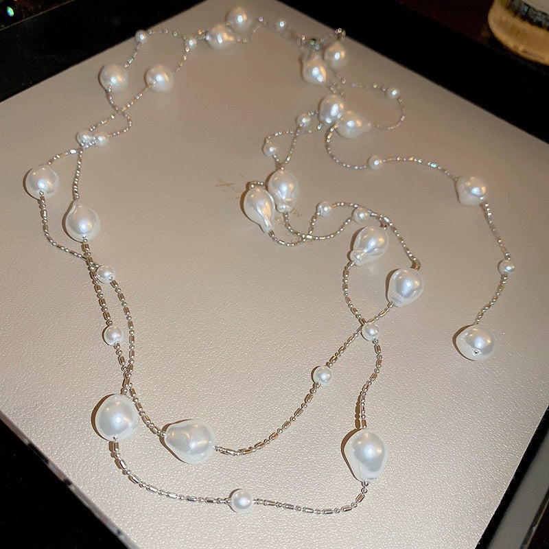Necklace Fake Pearl Acrylic Geometric Inlaid With Pearls Light Luxury Women's Clavicle Chain - Image 33