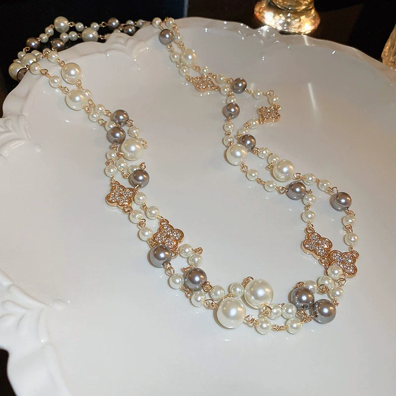 Necklace Fake Pearl Acrylic Geometric Inlaid With Pearls Light Luxury Women's Clavicle Chain - Image 36