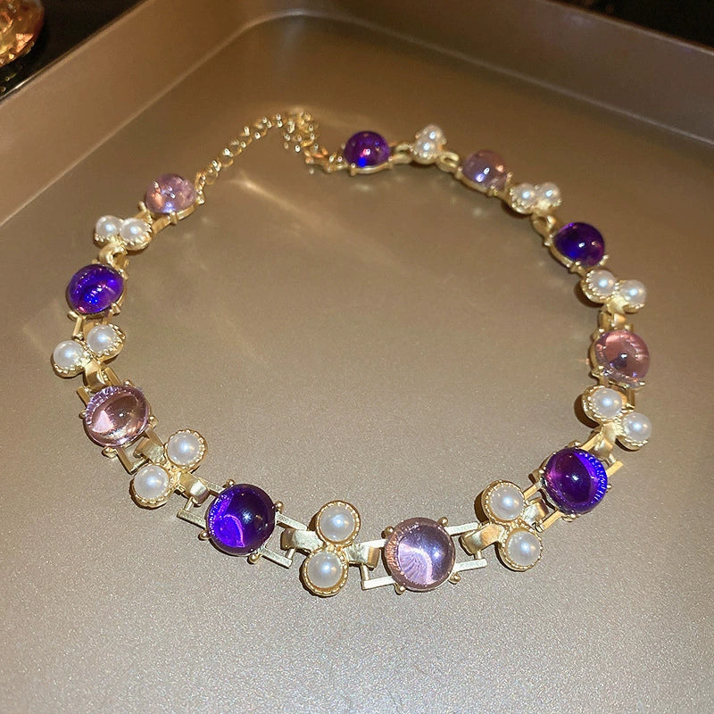 Necklace Fake Pearl Acrylic Geometric Inlaid With Pearls Light Luxury Women's Clavicle Chain - Image 38