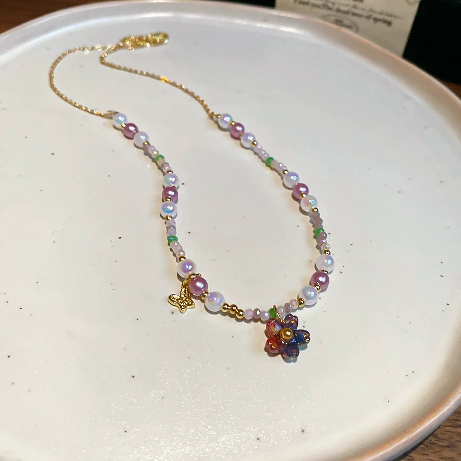 Necklace Fake Pearl Acrylic Geometric Inlaid With Pearls Light Luxury Women's Clavicle Chain - Image 4