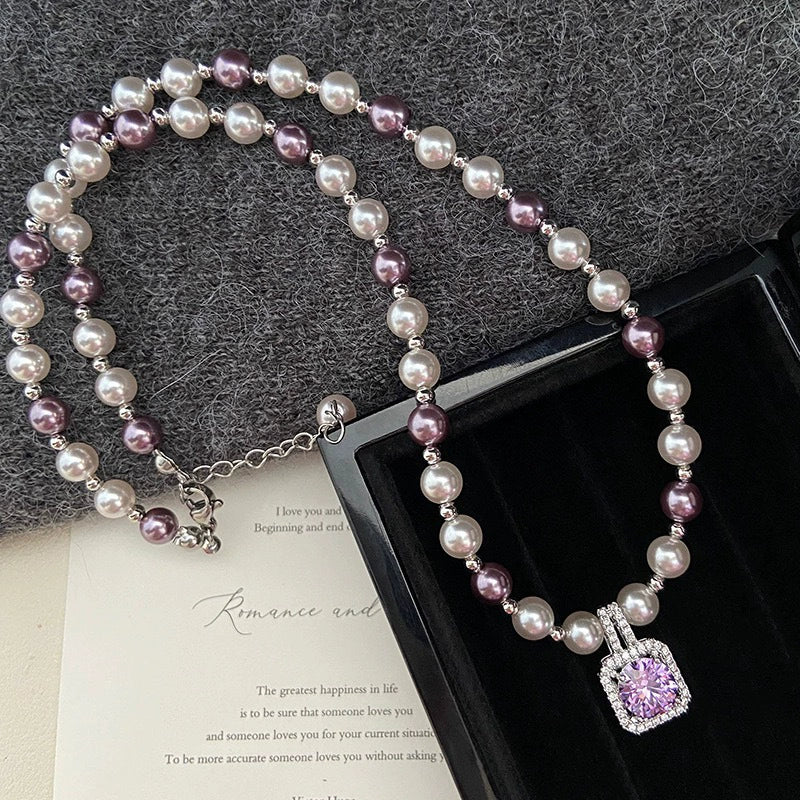 Necklace Fake Pearl Acrylic Geometric Inlaid With Pearls Light Luxury Women's Clavicle Chain - Image 41