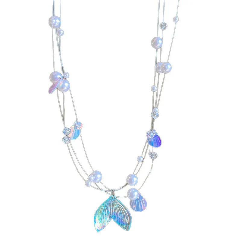 Necklace Fake Pearl Acrylic Geometric Inlaid With Pearls Light Luxury Women's Clavicle Chain - Image 5
