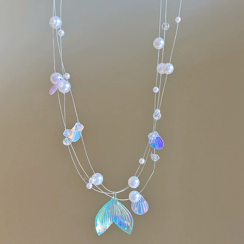 Necklace Fake Pearl Acrylic Geometric Inlaid With Pearls Light Luxury Women's Clavicle Chain - Image 8