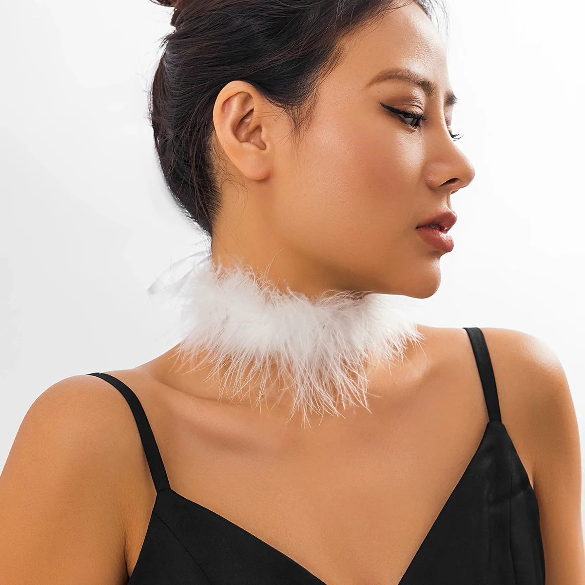 Necklace Feather Ribbon Handmade Geometric Dark Style - Image 11