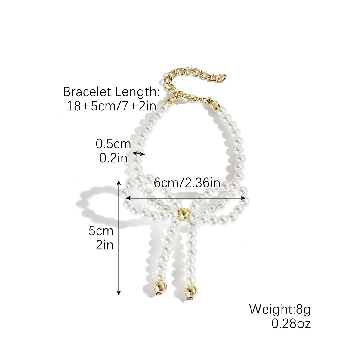 Necklace Imitation Pearl Geometric Beaded Bow Ballet Style Electroplating - Image 11