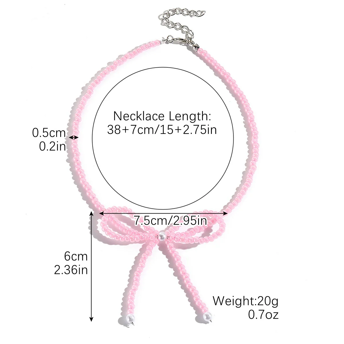 Necklace Imitation Pearl Geometric Beaded Bow Ballet Style Electroplating - Image 20