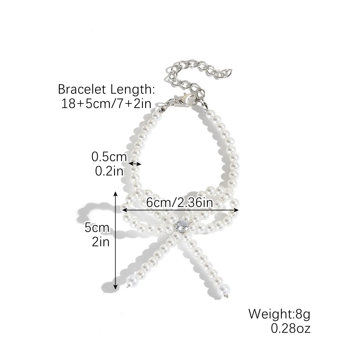 Necklace Imitation Pearl Geometric Beaded Bow Ballet Style Electroplating - Image 8