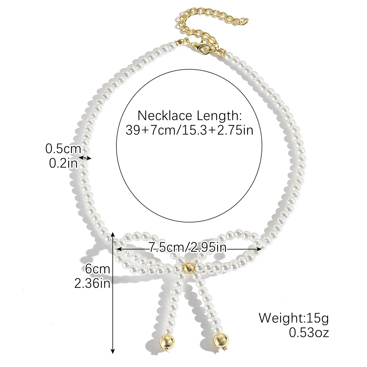 Necklace Imitation Pearl Geometric Beaded Bow Ballet Style Electroplating - Image 9