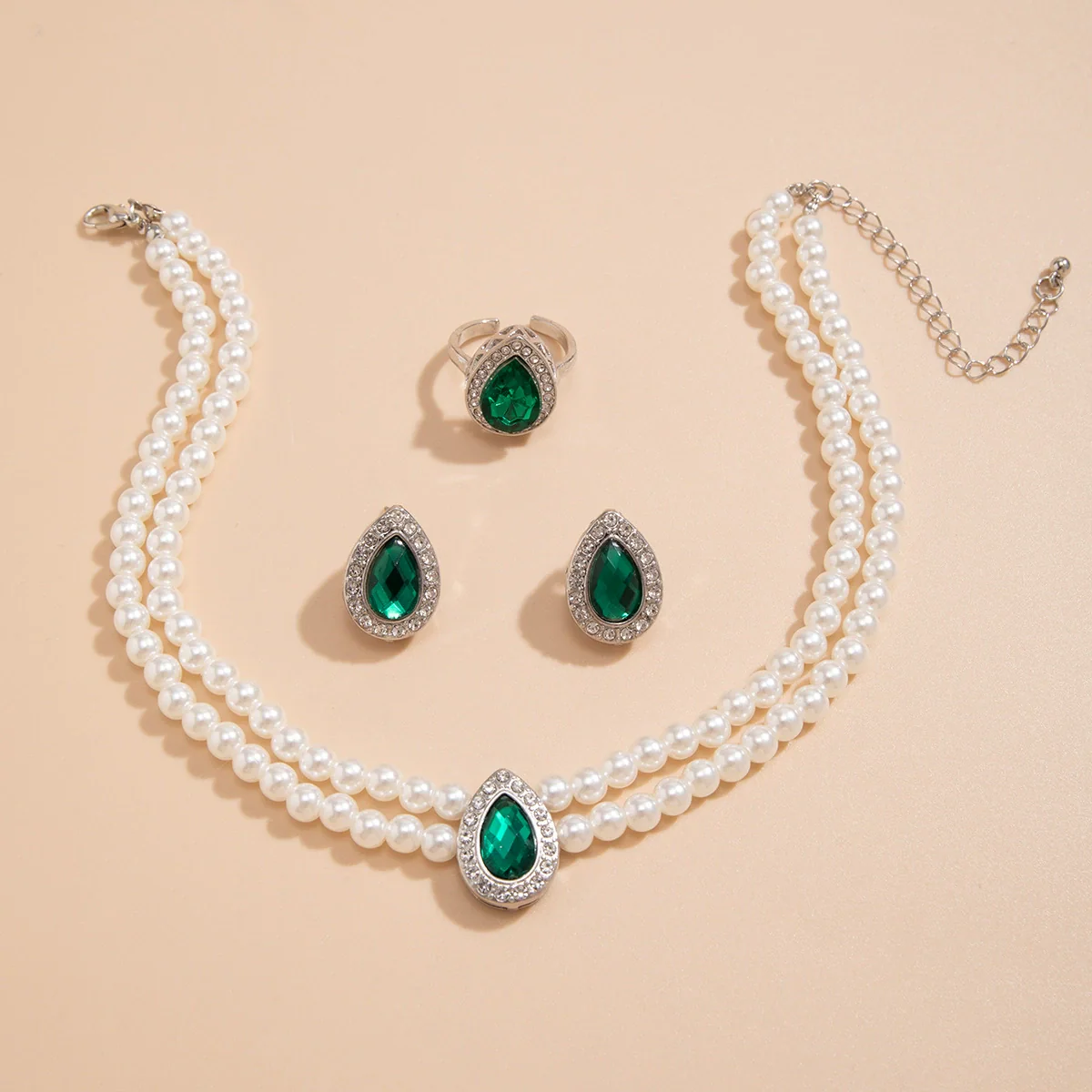 Necklace Imitation Pearl Geometric Rhinestone Handmade For Women - Image 4