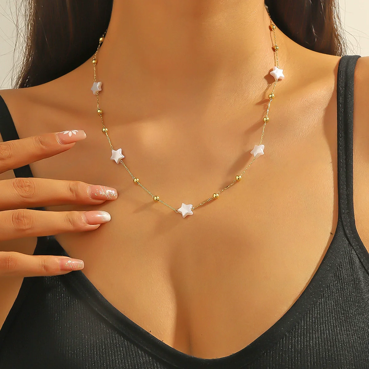 Necklace Imitation Pearl Geometric Simple Electroplating Women's - Image 3