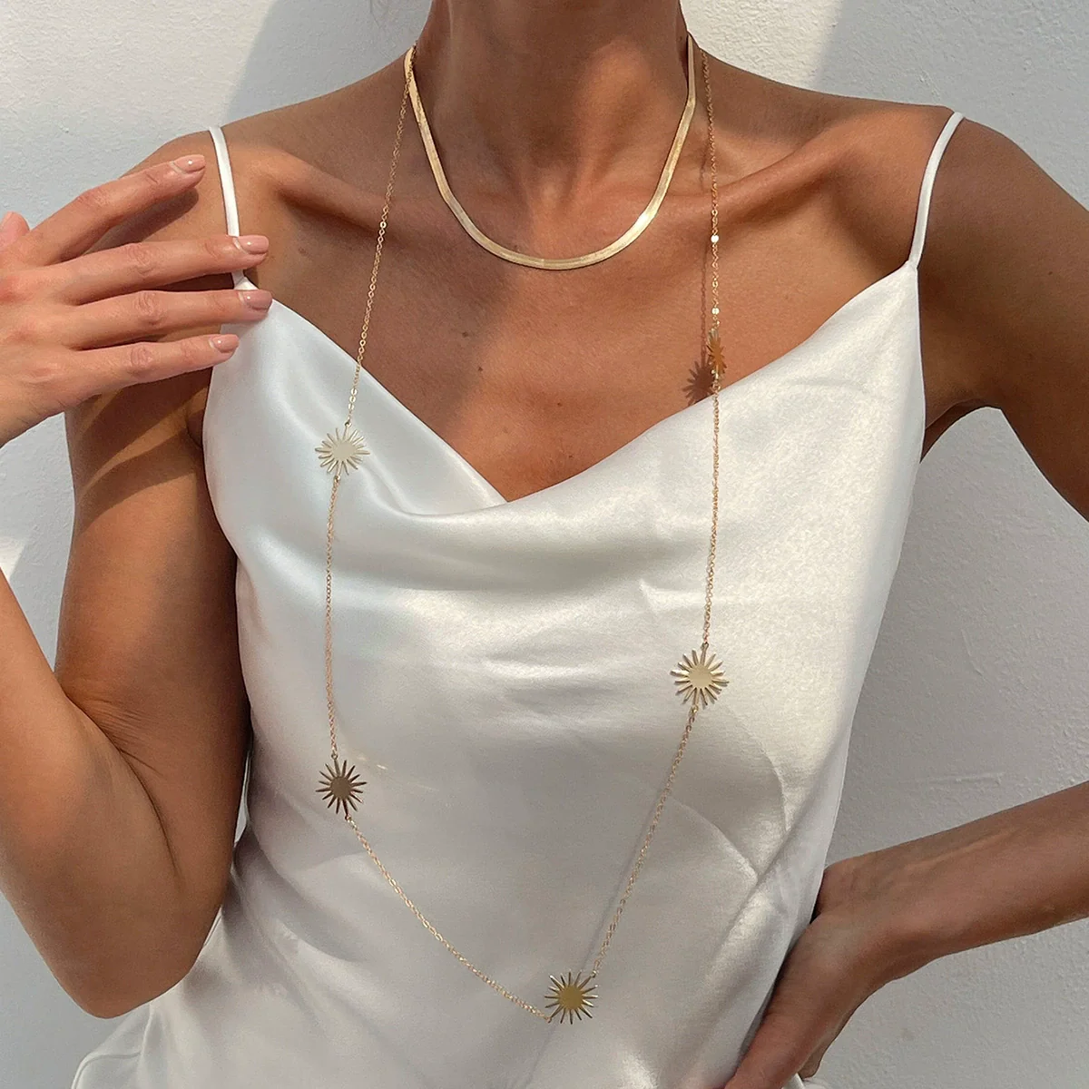Necklace Iron Copperclad Iron Sheet Snake Bone Chain Hip Hop Punk Style Geometric Electroplated For Women