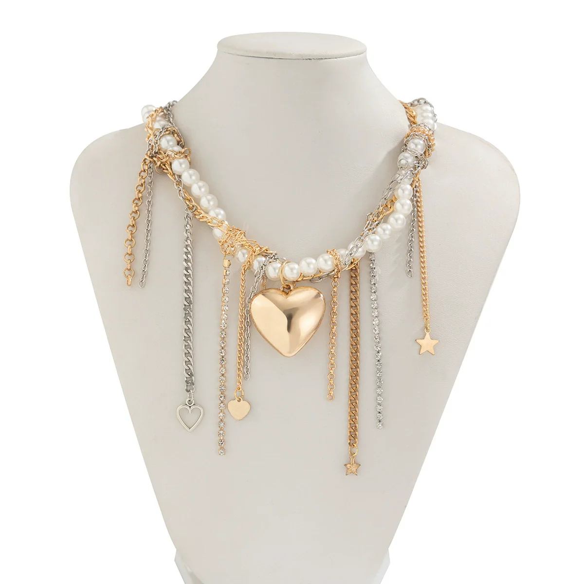 Necklace Iron Plastic Heart Drop Shape Electroplating Sweet Cool Style - Image 5