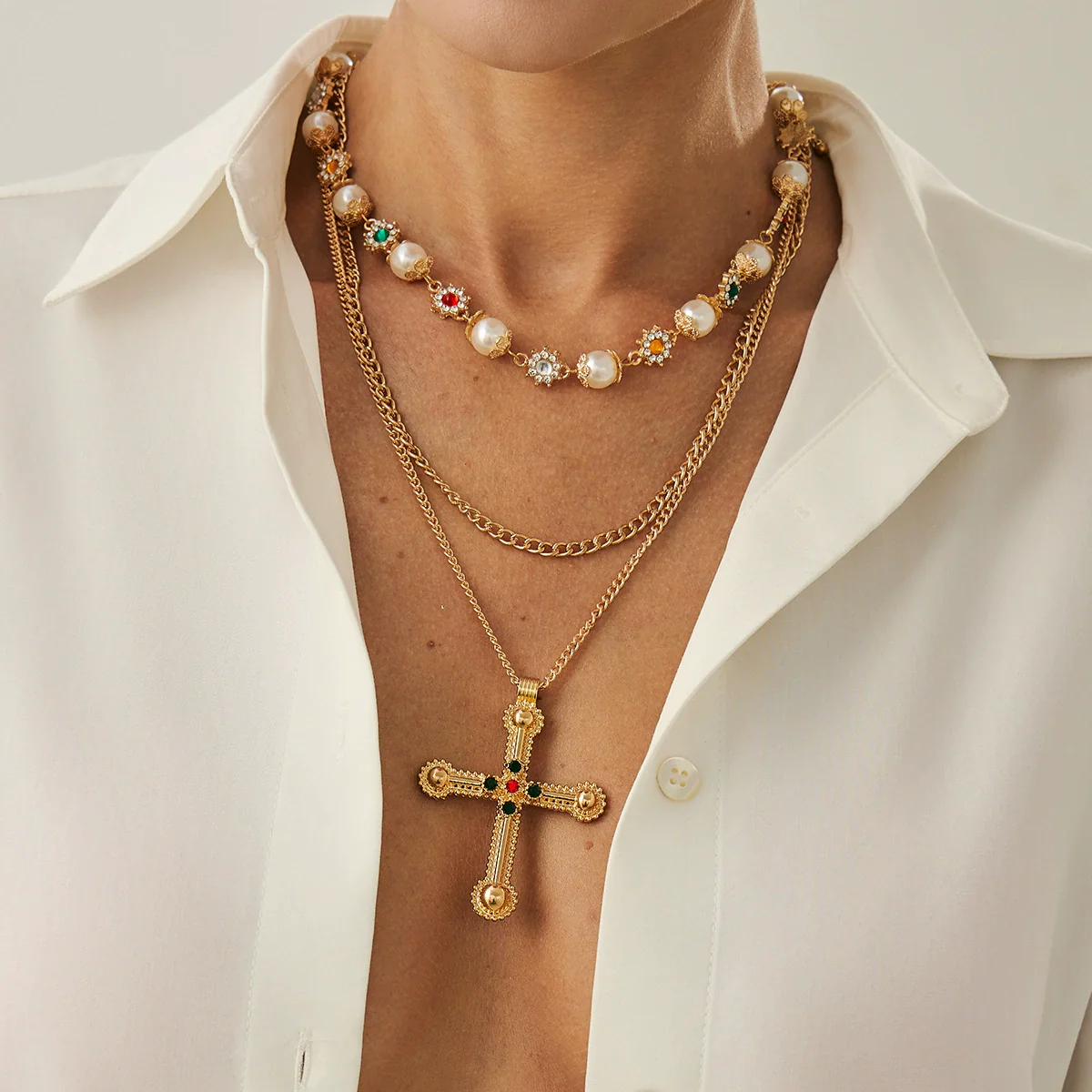 Necklace Iron Zinc Alloy Alloy Heart Geometric Shaped Set With Diamonds Clavicle Chain For Women - Image 3