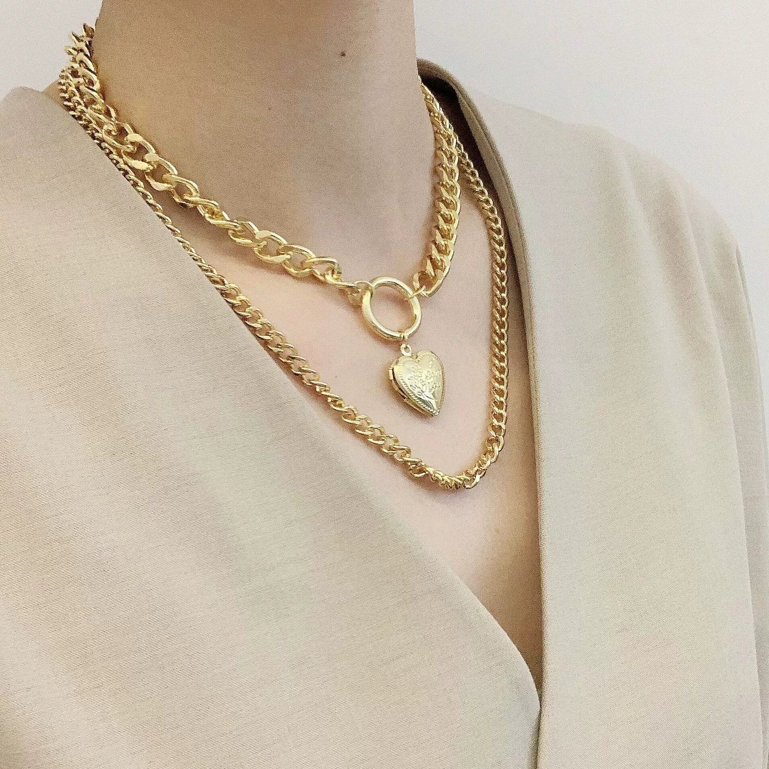Necklace Jewelry Alloy Heart Electroplated Multi Layer All Match Women - Image 4