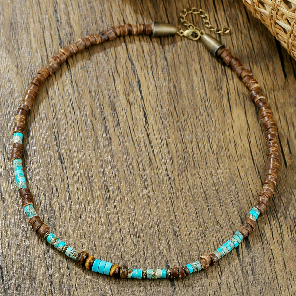 Necklace Jewelry Coconut Shell Imperial Stone Geometric Handmade For Men And Women - Image 3