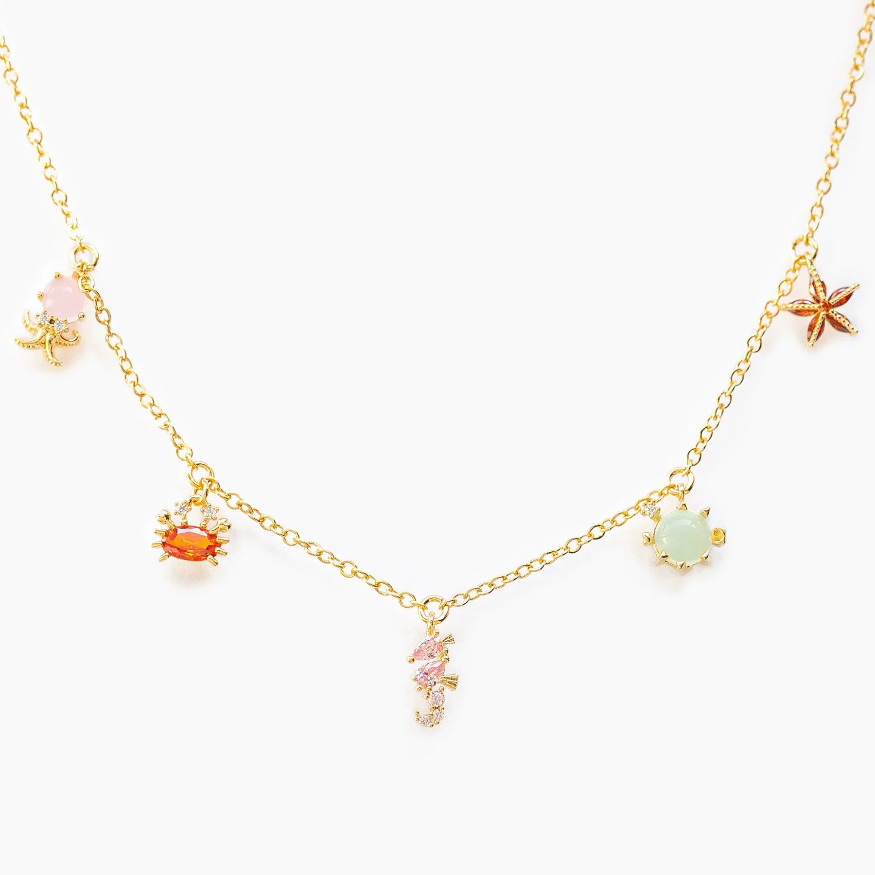 Necklace Jewelry Colorful Zircon Marine Animal Cross Chain Style