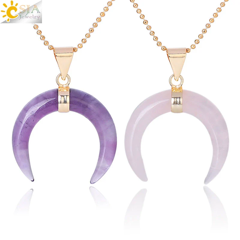 Necklace Jewelry Crystal Semiprecious Stone Moon Pendant Plated Gold Unisex Minimalist Natural Stone Copper Accessories - Image 2