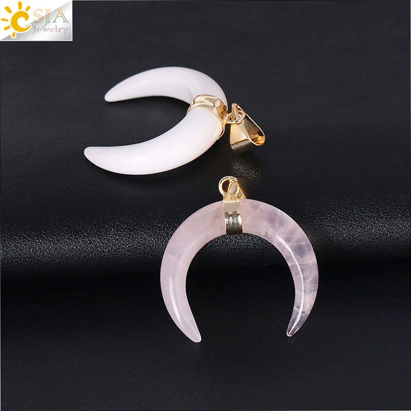 Necklace Jewelry Crystal Semiprecious Stone Moon Pendant Plated Gold Unisex Minimalist Natural Stone Copper Accessories - Image 4