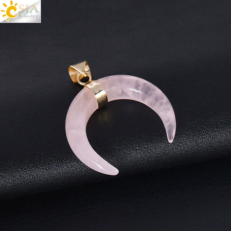 Necklace Jewelry Crystal Semiprecious Stone Moon Pendant Plated Gold Unisex Minimalist Natural Stone Copper Accessories - Image 9