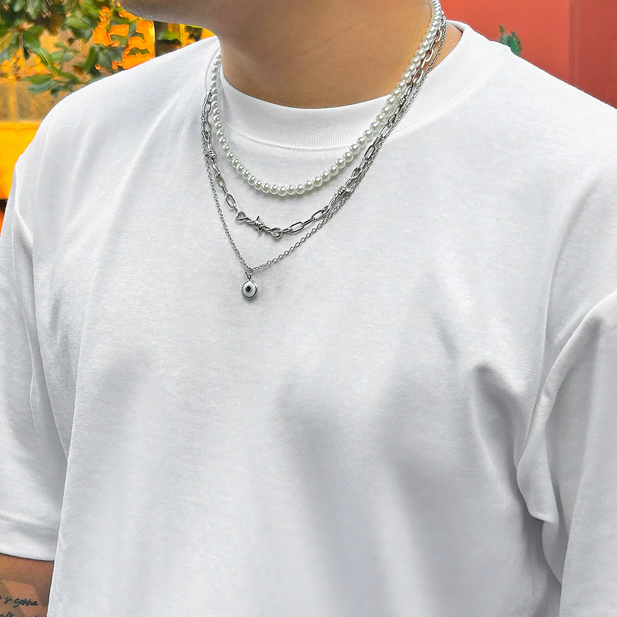 Necklace Jewelry Zinc Alloy Geometric Handmade Men's Hip Hop Thorn Glasses Clavicle Chain - Image 2