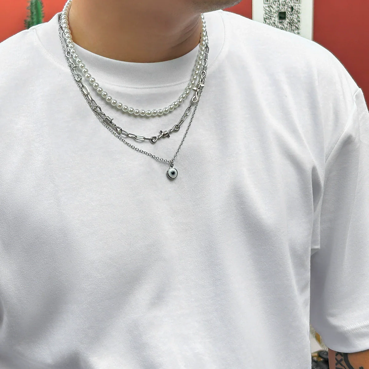 Necklace Jewelry Zinc Alloy Geometric Handmade Men's Hip Hop Thorn Glasses Clavicle Chain - Image 3