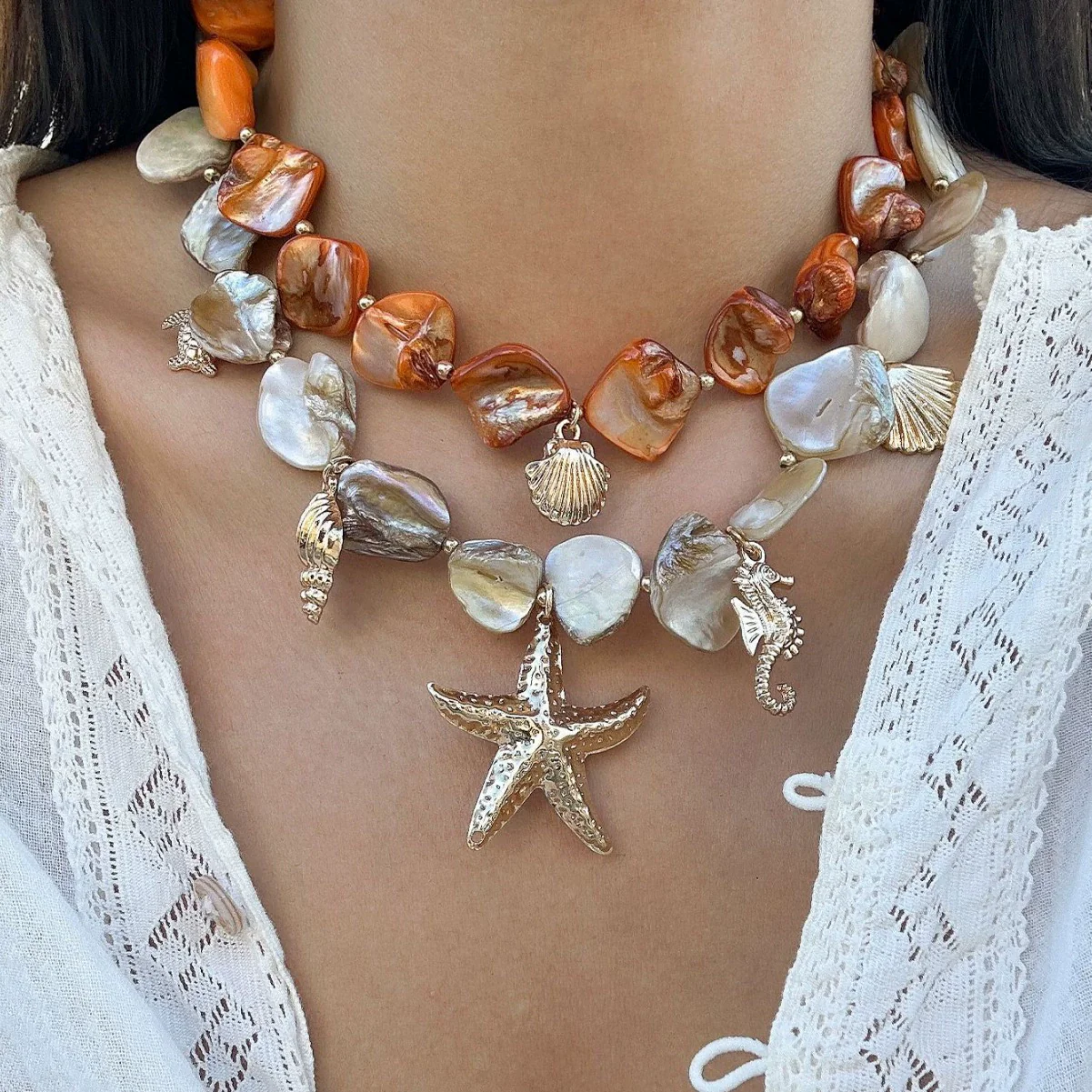 Necklace Jewelry Zinc Alloy Geometric Star Electroplated Shell Starfish Vacation Style Women's - Image 2