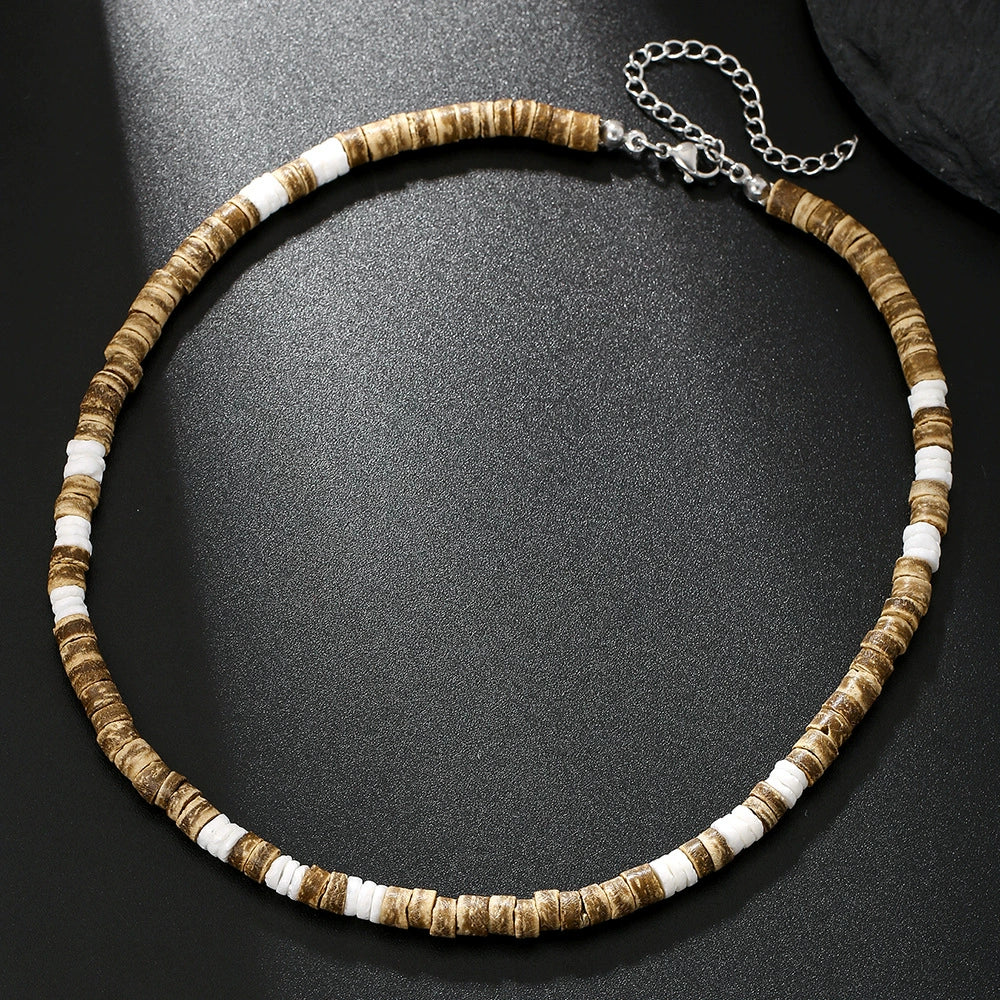 Necklace Lapis Lazuli Turquoise Wooden Bead Alloy O Word Chain Geometric Electroplating Bohemian Retro Men's Fashion - Image 13