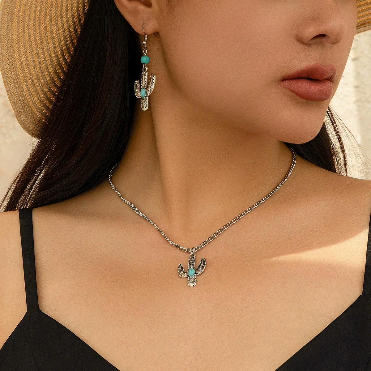 Necklace Metal Alloy Geometric Microinlay Ochain Jewelry - Image 2