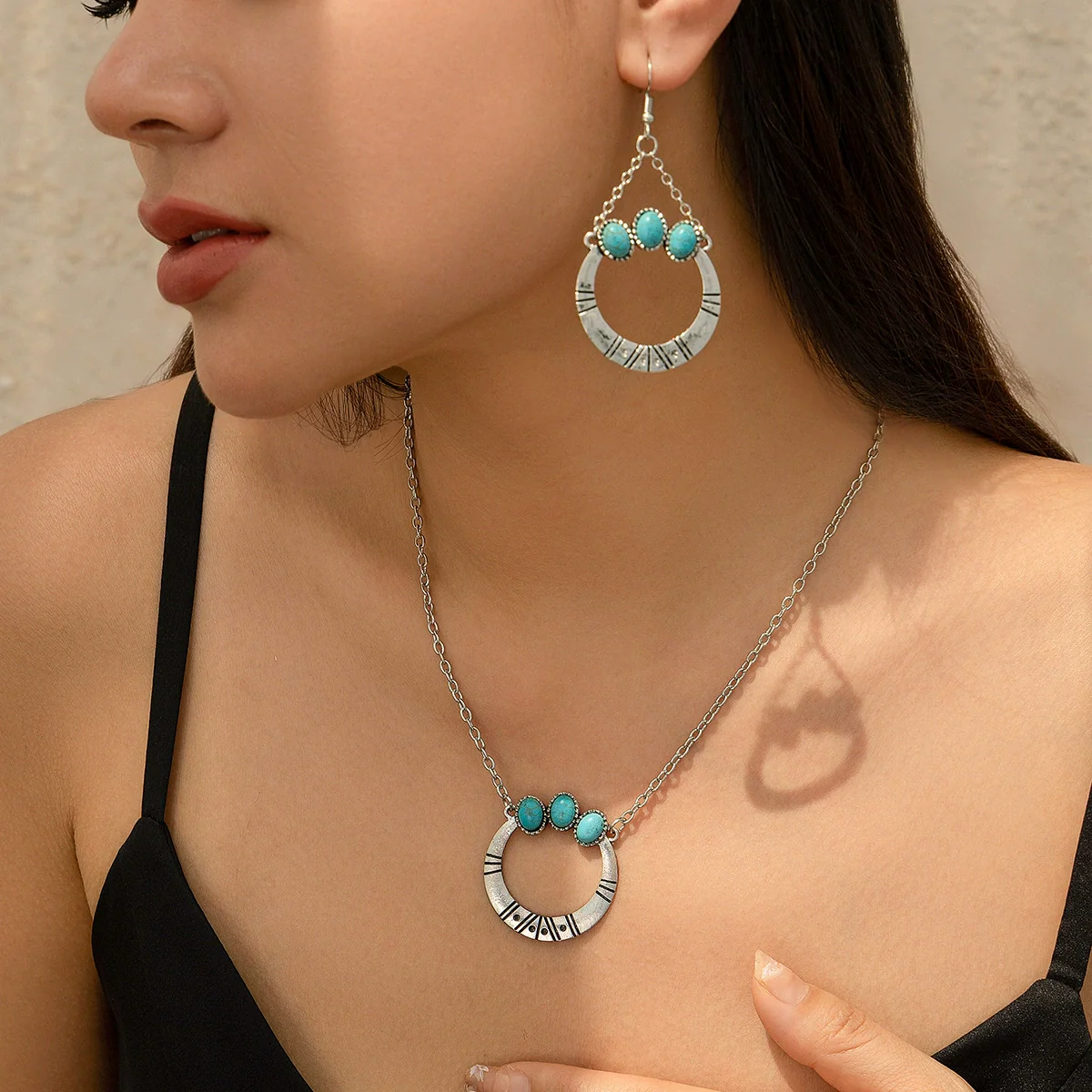 Necklace Metal Alloy Geometric Microinlay Ochain Jewelry - Image 3