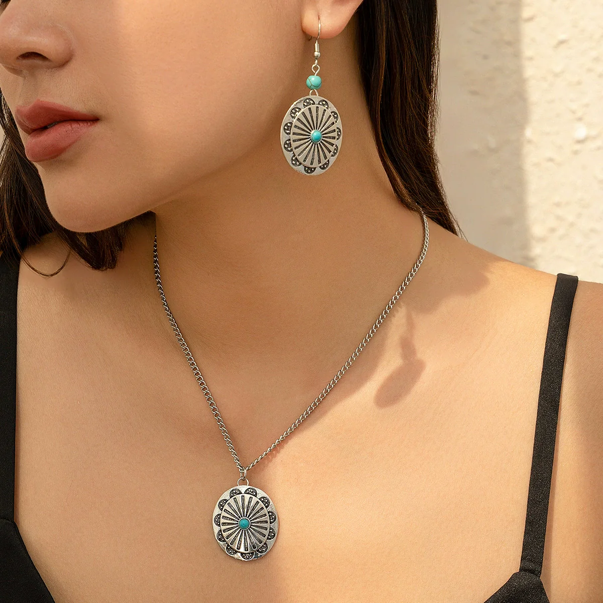 Necklace Metal Alloy Geometric Microinlay Ochain Jewelry - Image 4