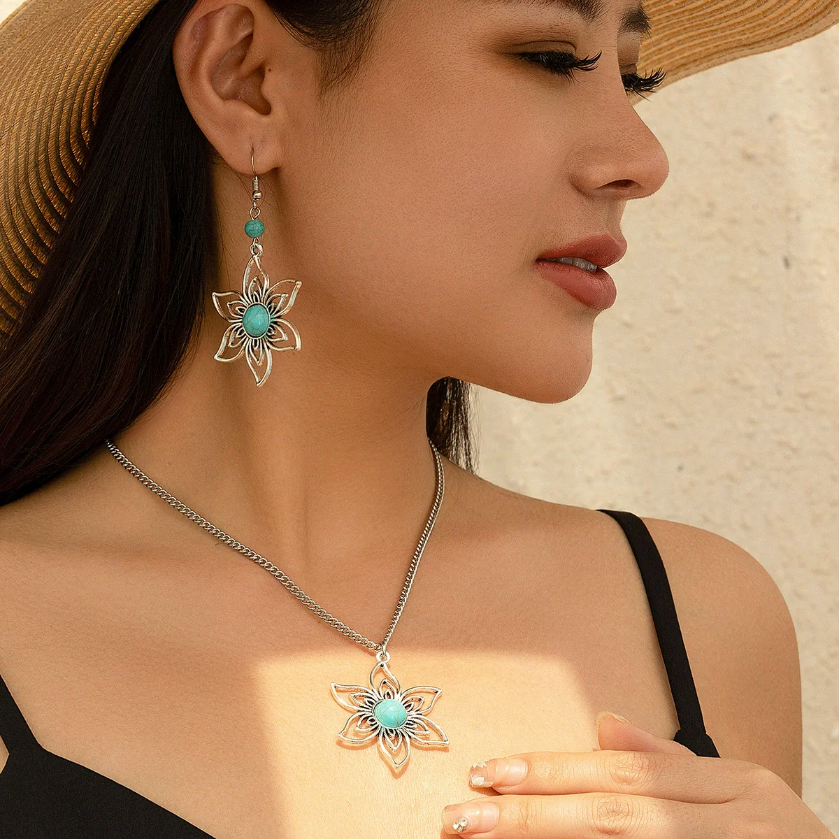 Necklace Metal Alloy Geometric Microinlay Ochain Jewelry - Image 6