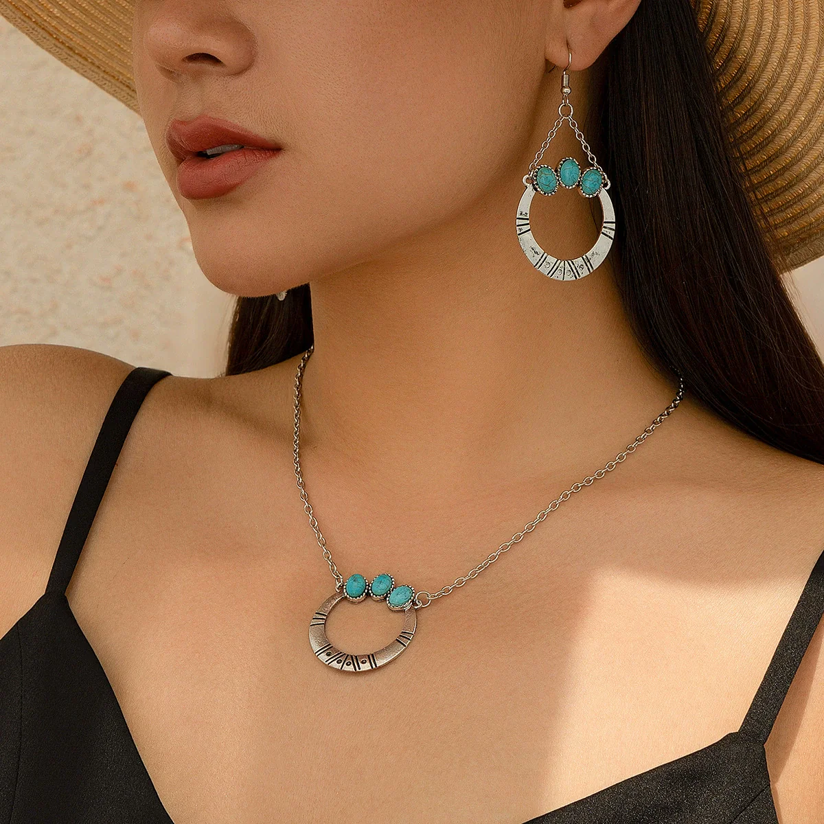 Necklace Metal Alloy Geometric Microinlay Ochain Jewelry - Image 8