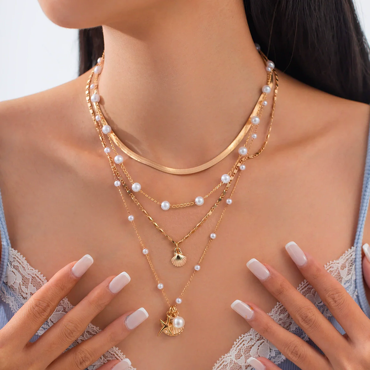 Necklace Metal Alloy Imitation Pearl Snake Bone Chain Ocean Style Animal Zodiac Geometric Electroplated - Image 6