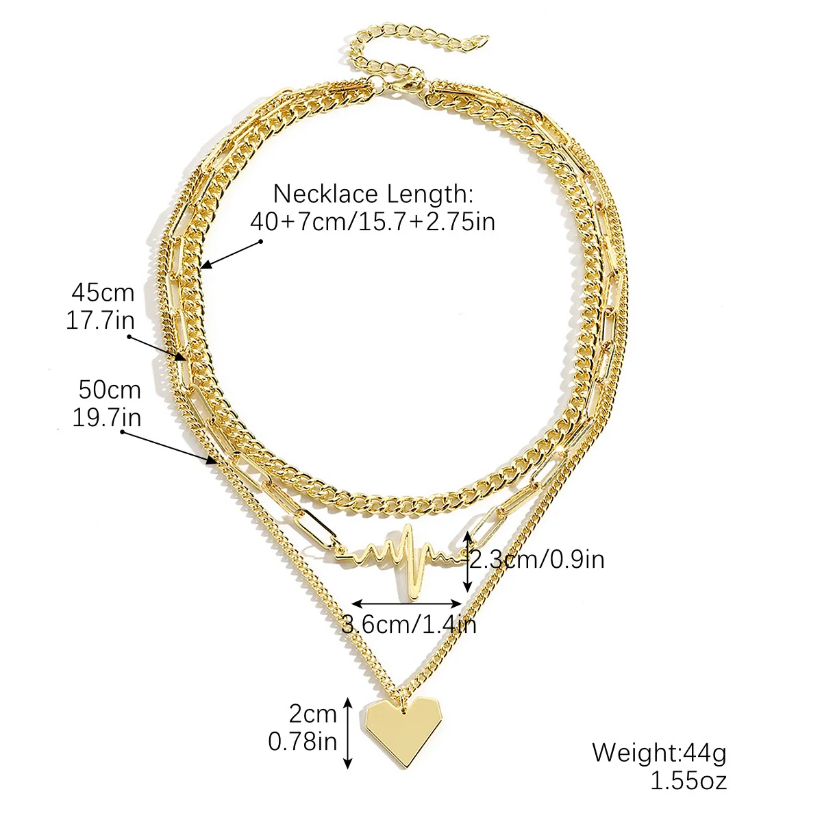 Necklace Metal Heart Pendant Wave Pattern Electroplating For Women - Image 5