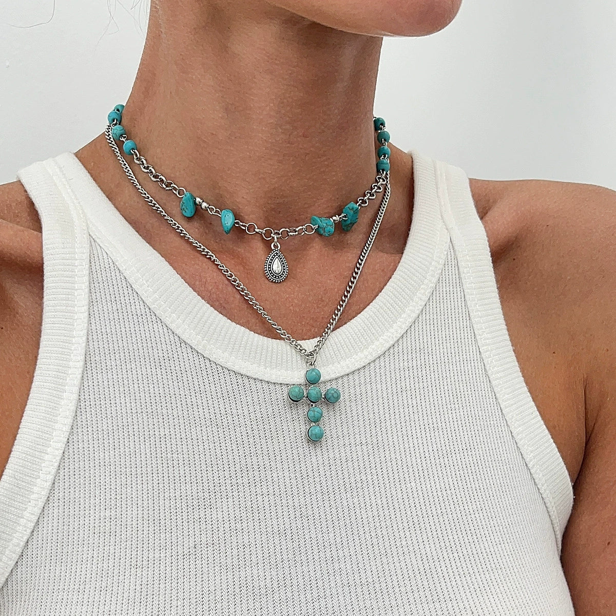 Necklace Metal Heart Shape Geometric Pattern Electroplating Alloy For Women - Image 7
