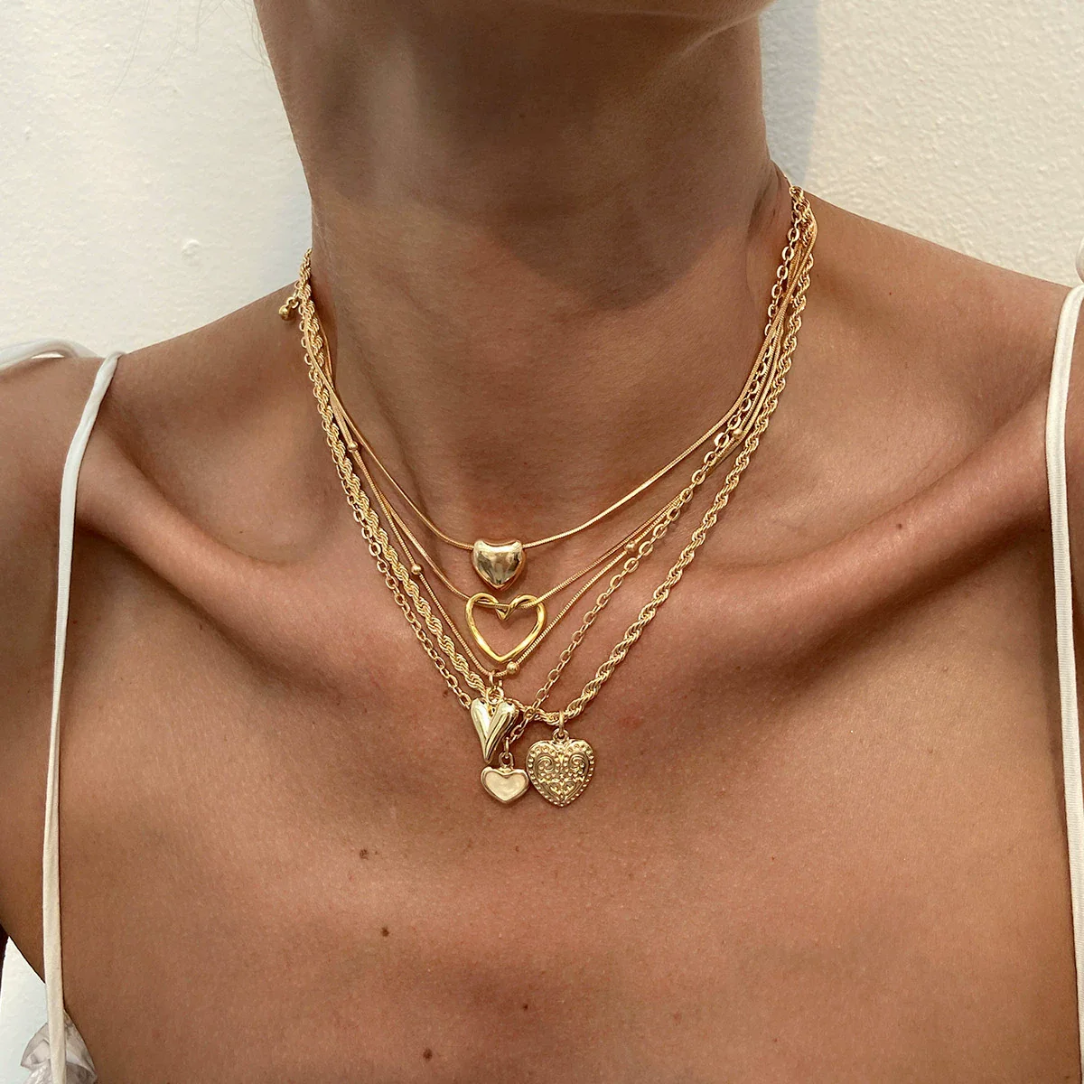 Necklace Metal Ribbon Bow Imitation Pearl Heart Shape Alloy Copper Electroplated - Image 3