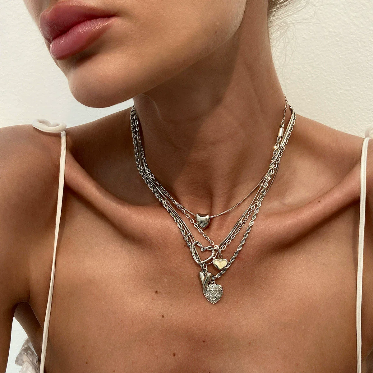 Necklace Metal Ribbon Bow Imitation Pearl Heart Shape Alloy Copper Electroplated - Image 9