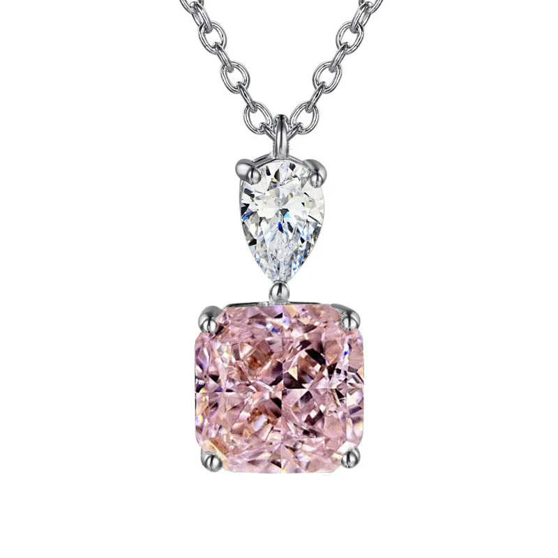Necklace Mixed Gem Inlay Pink Zircon On Copper With Ochain For Women - Image 4