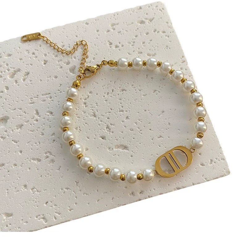 Necklace Multilayer Baroque Imitation Pearl Ball Chain Titanium Steel Geometric Electroplating Women - Image 5