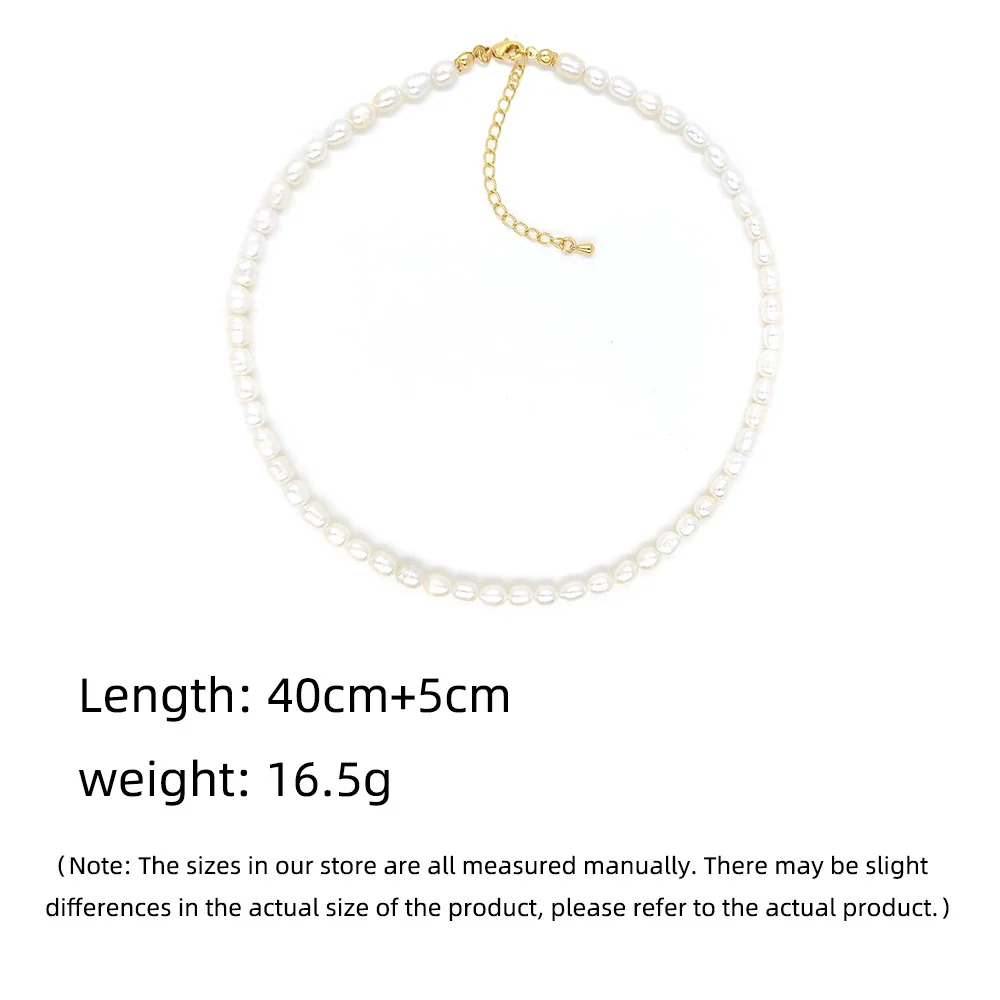 Necklace Natural Freshwater Pearl 18K Goldplated Copper Ball Chain Hand Knitted Organic Glass Geometric Style - Image 5